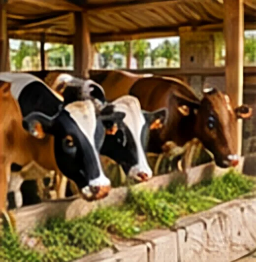 Artist’s impression of cattle feeding in an open-sided shed