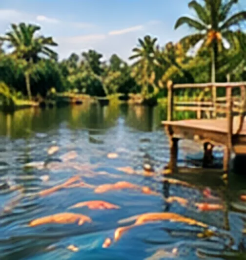 Artist’s impression of the freshwater fish pond with a timber deck